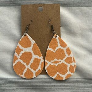 Orange Giraffe Print Earrings